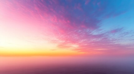 Obraz premium Vibrant sunset over misty ocean.