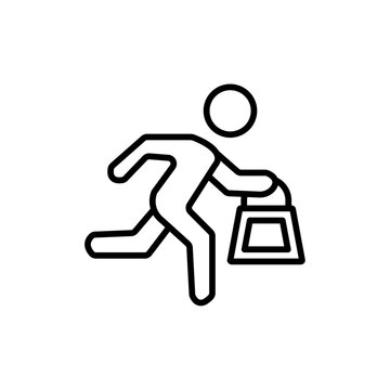 Purse snatcher icon vector outline logo sign