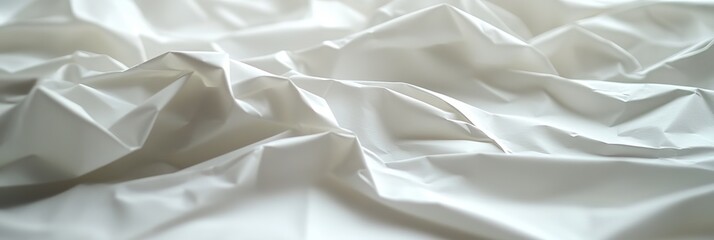 Obraz premium Textured white fabric draping elegantly on a surface creating soft shadows and highlights during daylight