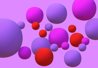 3D render spheres realistic of abstract vibrant  colorful of balls on background.
