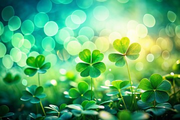 Subtle Green Clover Background with Bokeh: Text-Ready Stock Photo
