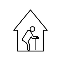 Retirement home icon vector outline logo sign
