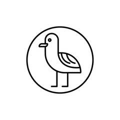 Sea with seagull icon vector outline logo sign