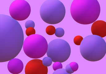 3D render of abstract colorful spheres of balls on background.