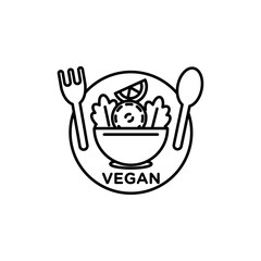 Vegetarian food diet icon vector outline logo sign