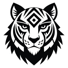 Abstract geometric tiger head logo design on white background