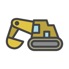 カラー乗り物関連の単品アイコン　ショベルカー