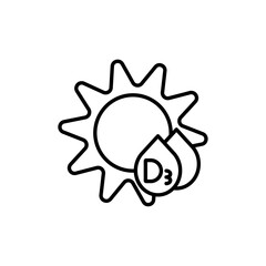Vitamin D3 icon vector outline logo sign