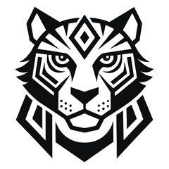 Abstract geometric tiger head logo design on white background