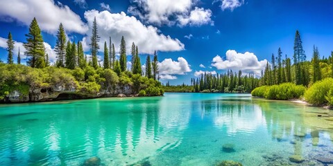 Fototapeta premium Isle of Pines, New Caledonia: Stunning Turquoise Piscine Naturelle D'Oro Lagoon