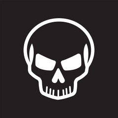 Fototapeta premium Simple White Skull Silhouette Against Black vector design 