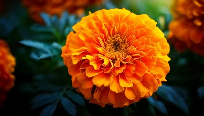 Marigold flower isolated on a white background. Decorative element for design Day of the Dead and Indian holidays. Flat lay