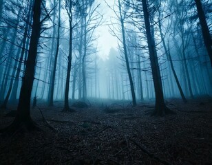 Fototapeta premium Generated image dark cold forest