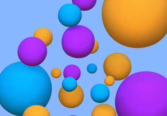 3D render of abstract colorful spheres of balls on background.