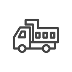 線画乗り物関連の単品アイコン　ダンプカー