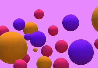 3D render of abstract colorful spheres of balls on background.