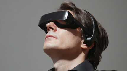 Innovative virtual reality experience technology conference presentation indoor close-up future exploration