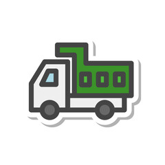 ステッカー風乗り物関連の単品アイコン　ダンプカー