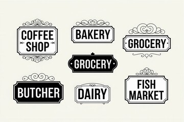 Obraz premium Collection of Vintage Style Shop Signage Designs