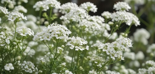 Delicate white blooms of gypsophila in soft focus, showcasing intricate details, white flowers, botanical details, gypsophila