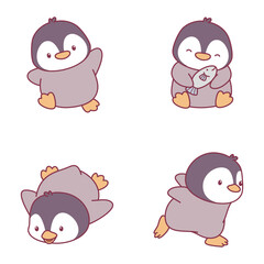 Cute and adorable baby penguin character illustration