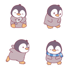 Cute and adorable baby penguin character illustration