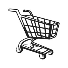 Simple Black and White Shopping Cart Icon