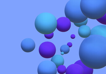 3D render of abstract colorful spheres of balls on background.
