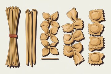 Assorted Pasta Types Displayed Together Showing Variety