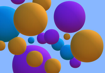 3D render of abstract colorful spheres of balls on background.