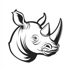 Rhino head, African wildlife, monochrome, graphic design, logo