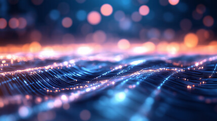 Abstract Cyber Grid in a Futuristic Digital Landscape with Vibrant Neon Light Displays. abstract cyber grid, futuristic landscape, neon light displays, digital environment, virtual