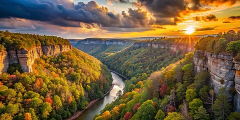 Little River Canyon National Preserve Aerial View, Alabama, USA - Dramatic Cliffside Landscape