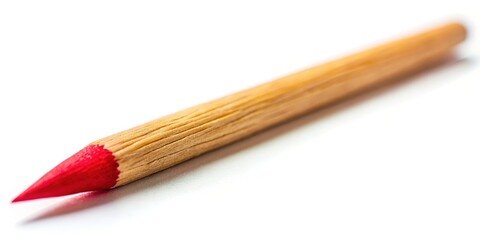 Fototapeta premium Single Wooden Toothpick Isolated on White Background, Copy Space Right