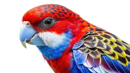 Fototapeta premium Vibrant Rosella Parrot Isolated on White, High-Resolution Stock Photo