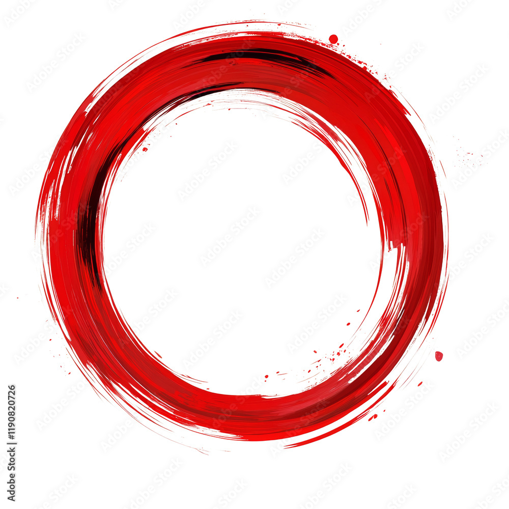 Aufkleber A digitally created image featuring a bold red circular brush stroke on a black background creating an abstract design.