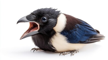 Obraz premium Australian Magpie on White Background. Generative AI