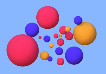3D render of abstract colorful spheres of balls on background.