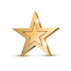 Fototapeta premium Winner award. gold star 3d symbol. Poster template for event party. Vector illustration