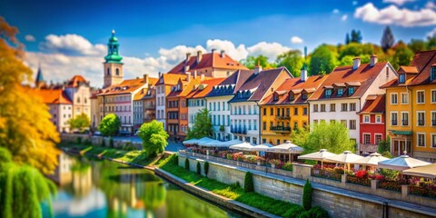 Tilt-Shift Photography of Slovenska cesta Street, Ljubljana, Slovenia