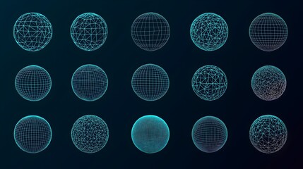 Spherical Data Visualization: Abstract image of digital spheres, representing the interconnectedness of data and information, conveying a sense of technological advancement and complexity.