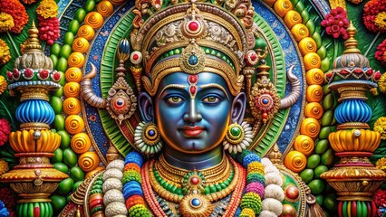 Lord Balaji, Hindu Deity, Religious Art,  Spiritual Image, Deep Focus Portrait