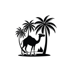 Camel Silhouette illustration vector, Desert Camel clipart Design

