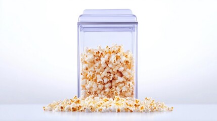 Popcorn in Clear Plastic Storage Container. Generative AI