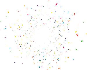 Celebration background template with confetti and streamers on white background. Vector illustration