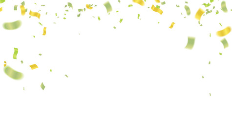 Celebration background template with confetti and streamers on white background. Vector illustration