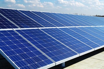 Expansive Solar Panels Harnessing Sunlight on a Clear Day