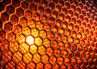 Low Light Orange Hexagon Net Background Design Stock Photo