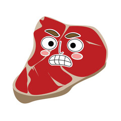 Steak retro groovy barbeque grill character. 