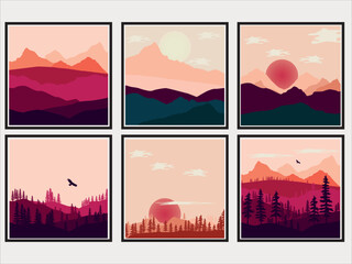 "Minimalist Mountain and Forest Vector Set: This set features clean and elegant line art illustrations of mountains and trees, perfect for modern and nature-inspired designs. Created with a focus on s